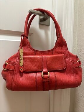 Vintage Cole Haan Red Pebbled Leather Shoulder Bag